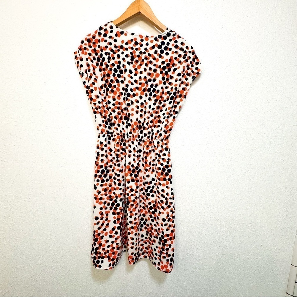 Halogen Polka dot Navy and Orange fit and flare dress.